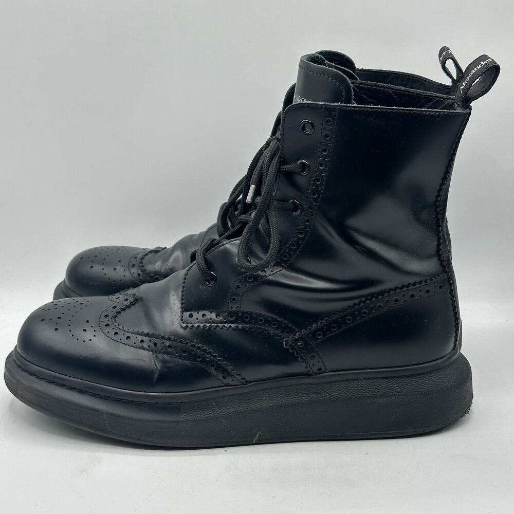 ALEXANDER MCQUEEN Hybrid Brogue Leather Combat Boots Black Sz 43/US 10 $780 - Picture 5 of 12